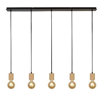 Lampadario Lineare Industrial-Nordico Spinoso Acciaio Nero Marrone 5 Luci E27
