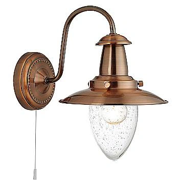 Applique Classica Fisher Man Acciaio Rame Vetro 1 Luce E27