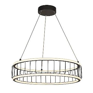 Lampadario Contemporaneo Circolo Acciaio Nero Alluminio Bianco Led 46,4W 3000K