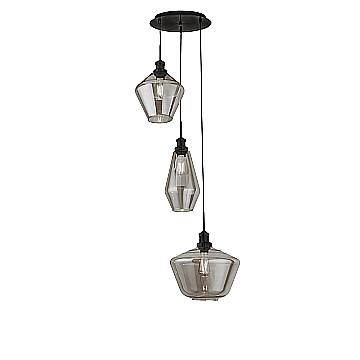 Lampadario Contemporaneo Mia Acciaio Nero Vetro Fumè 3 Luci E27 Lampadario Contemporaneo Mia Acciaio Nero Vetro Fumè 3 Luci E27