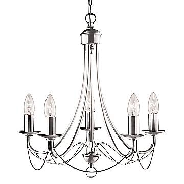 Lampadario Industrial-Nordico Maypole Acciaio Argento 5 Luci E14