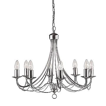 Lampadario Industrial-Nordico Maypole Acciaio Argento 8 Luci E14
