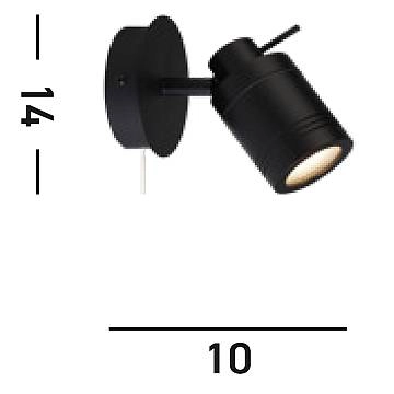 Applique Contemporanea Sansone Acciaio Nero Policarbonato 1 Luce Gu10