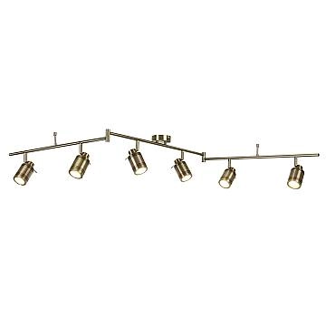 Plafoniera Contemporanea Sansone Acciaio Ottone Vetro 6 Luci Gu10 Plafoniera Contemporanea Sansone Acciaio Ottone Vetro 6 Luci Gu10