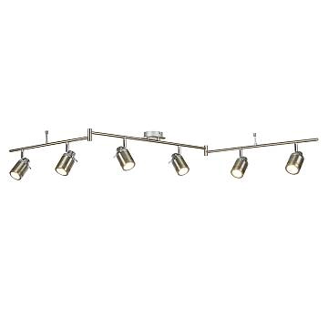 Plafoniera Contemporanea Sansone Acciaio Argento Policarbonato Cromo 6 Luci Gu10 Plafoniera Contemporanea Sansone Acciaio Argento Policarbonato Cromo 6 Luci Gu10