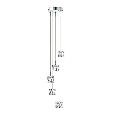 Lampadario Contemporaneo Ice Cube Acciaio Cromo Vetro Trasparente Led 26W 3000K