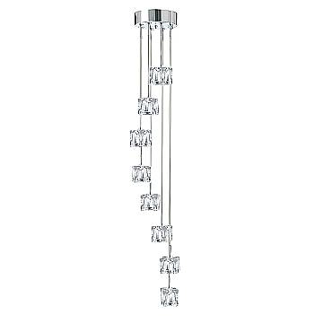 Lampadario Contemporaneo Ice Cube Acciaio Cromo Vetro Trasp Led 39W 3000K