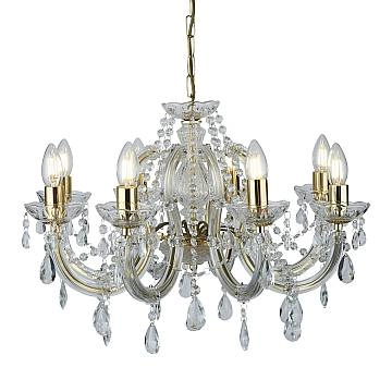 Lampadario Classico Marie Therese Acciaio Oro Vetro 8 Luci E14