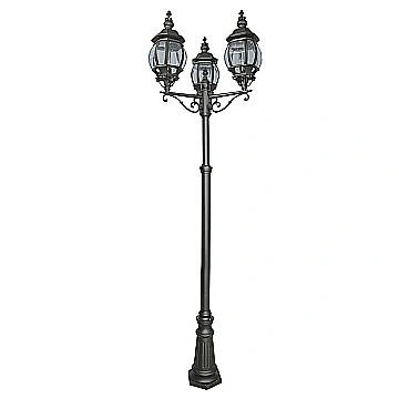 Lampione Da Esterno Rustico-Country Bel Aire Alluminio Nero 3 Luci E27