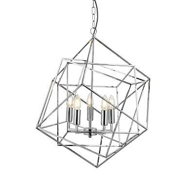 Lampadario Contemporaneo Cubo Acciaio Cromo 5 Luci E14 Lampadario Contemporaneo Cubo Acciaio Cromo 5 Luci E14