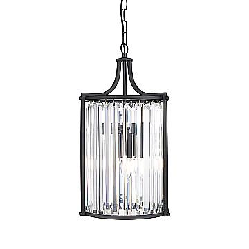 Lampadario Contemporaneo Victoria Acciaio Nero Vetro 2 Luci E14