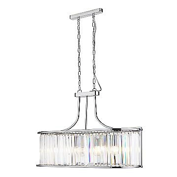 Lampadario Contemporaneo Victoria Acciaio Cromo Vetro 5 Luci E27