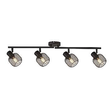 Plafoniera Industrial-Nordico Meshy Acciaio Nero 4 Luci E14