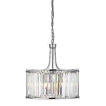 Lampadario Tondo Contemporaneo Victoria Acciaio Cromo Vetro 5 Luci E27