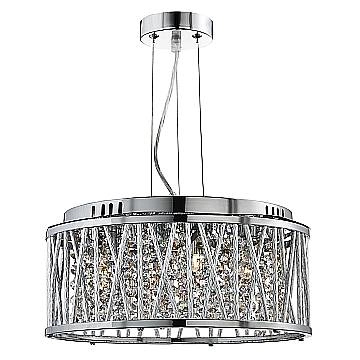 Lampadario Contemporaneo Elisa Acciaio Cromo Vetro 4 Luci G9