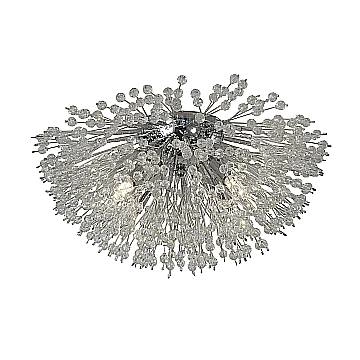 Plafoniera Contemporanea Sprazzo Sole Acciaio Cromo Vetro Trasparente 4 Luci G9