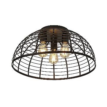 Plafoniera Industrial-Nordico Victoria Acciaio Nero 3 Luci E27