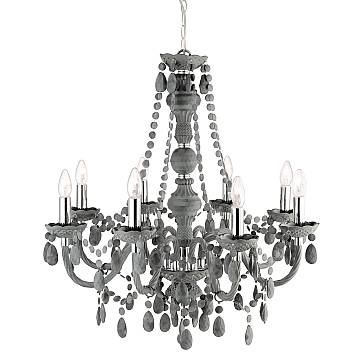 Lampadario Classico Marie Therese Acciaio Cromo Vetro 8 Luci E14