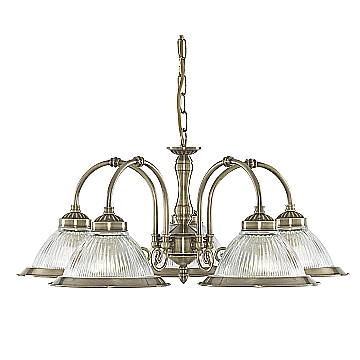 Lampadario Contemporaneo American Dinner Acciaio Adjustable Vetro 5 Luci E27
