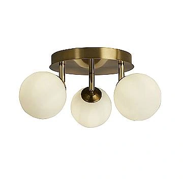 Plafoniera Contemporanea Crosby Acciaio Oro Vetro 3 Luci G9