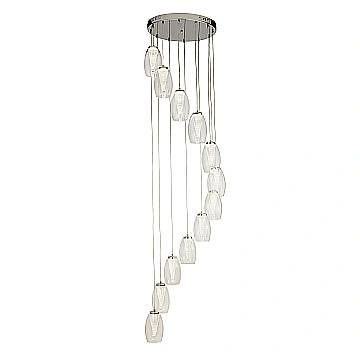 Lampadario Contemporaneo Ciclon Acciaio Cromo Vetro Trasparente Led 60W 3000K