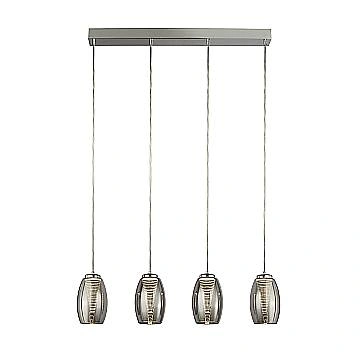 Lampadario Contemporaneo Ciclon Acciaio Cromo Vetro Fumè Led 22W 3000K
