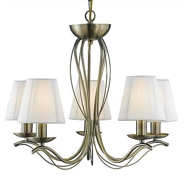 Lampadario Industrial-Nordico Andretti Acciaio Ottone 5 Luci E14