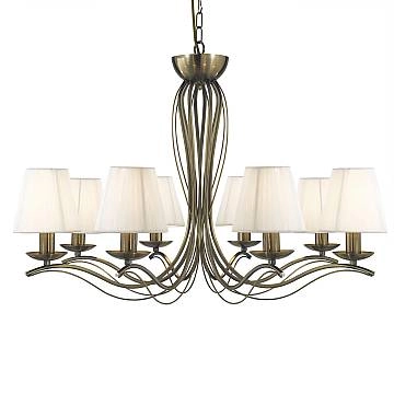 Lampadario Industrial-Nordico Andretti Acciaio Ottone 8 Luci E14