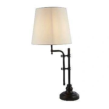Lampada Da Scrivania Contemporanea Monaco Acciaio Nero Marrone 1 Luce E27