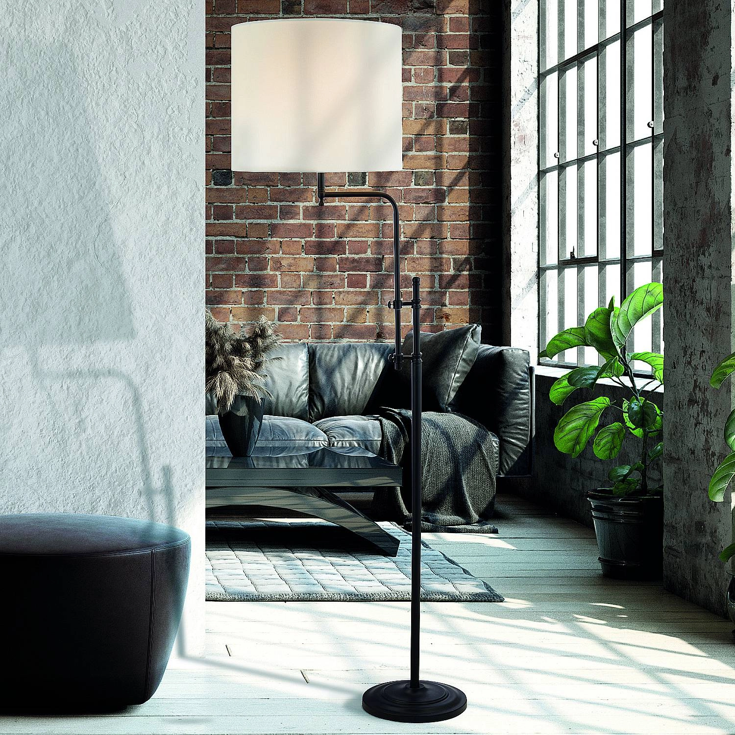 Piantana Contemporaneo Monaco Acciaio Nero Marrone 1 Luce E27 EU12083-1BK