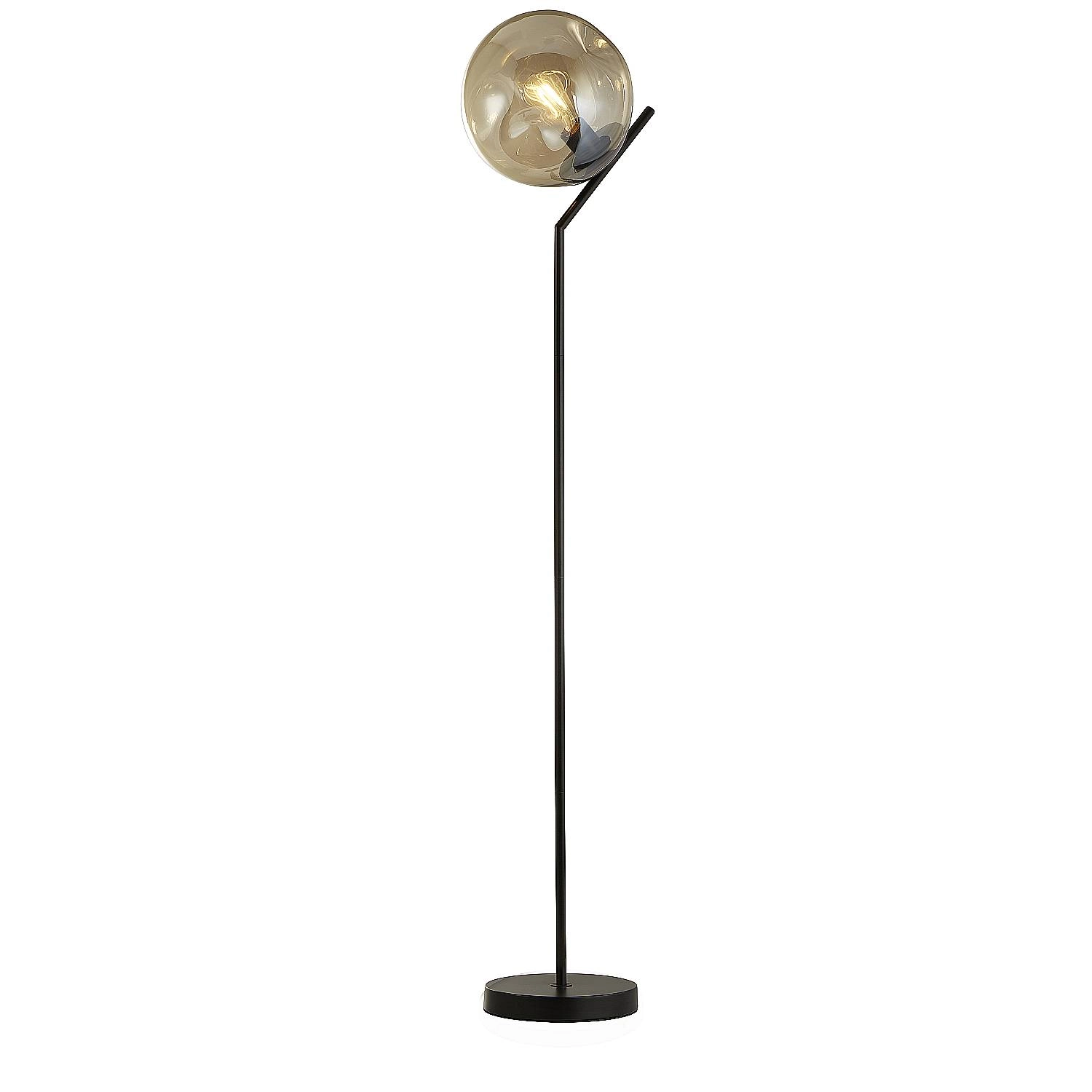 Piantana Contemporaneo Punch Acciaio Nero Vetro 1 Luce E27 EU22122-1BK