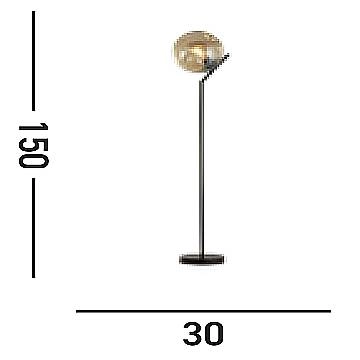 Piantana Contemporaneo Punch Acciaio Nero Vetro 1 Luce E27 EU22122-1BK