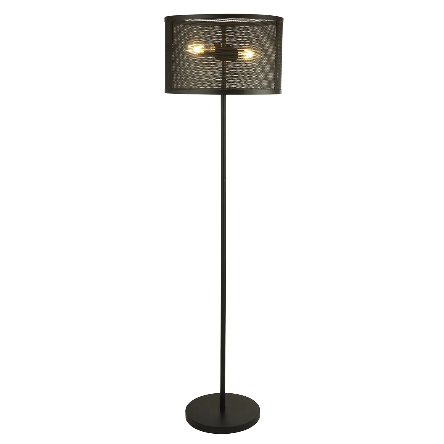 Piantana Industrial-Nordico Rete Acciaio Nero 2 Luci E27 EU2832-2BK