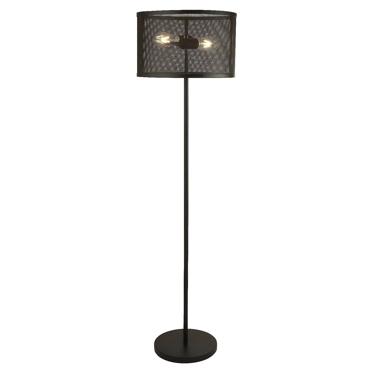 Piantana Industrial-Nordico Rete Acciaio Nero 2 Luci E27 EU2832-2BK