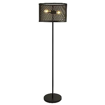 Piantana Industrial-Nordico Rete Acciaio Nero 2 Luci E27 EU2832-2BK