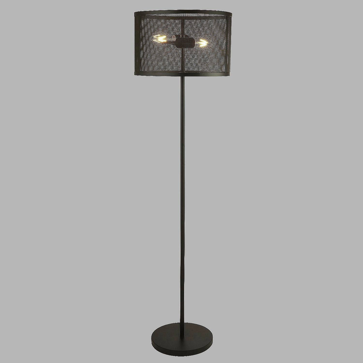 Piantana Industrial-Nordico Rete Acciaio Nero 2 Luci E27 EU2832-2BK