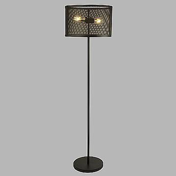 Piantana Industrial-Nordico Rete Acciaio Nero 2 Luci E27 EU2832-2BK