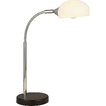 Lampada Da Scrivania Contemporanea Astro Acciaio Cromo Vetro Bianco 1 Luce E14