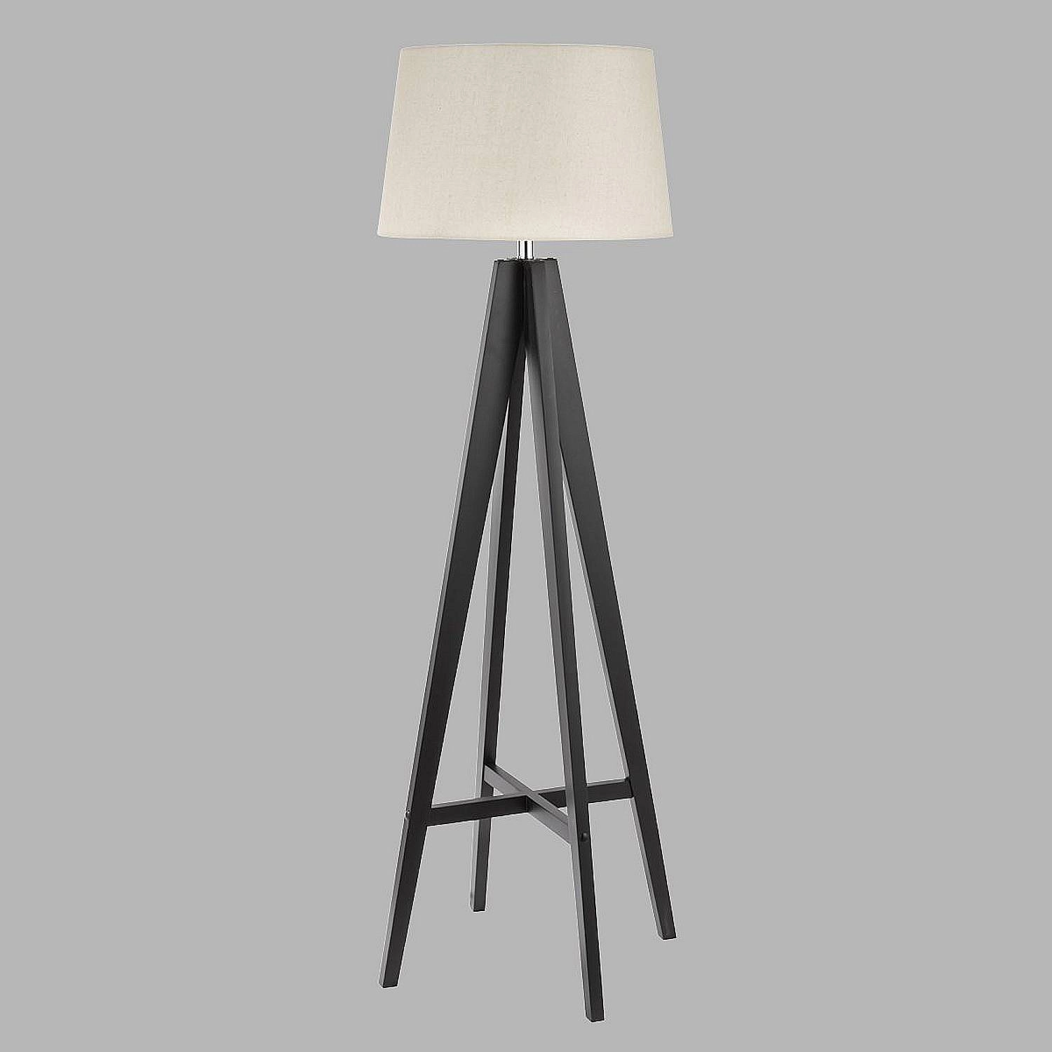 Piantana Contemporaneo Easel Legno Marrone Tessuto 1 Luce E27 EU3540BR