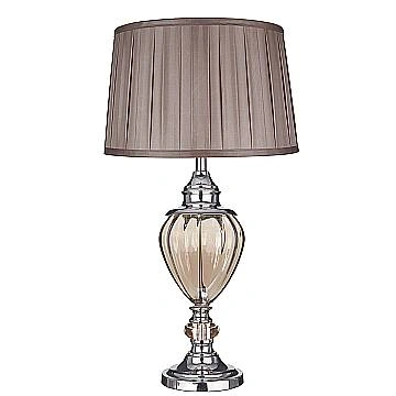 Lampada Da Scrivania Contemporanea Greyson Acciaio Cromo Vetro Ambra 1 Luce E27