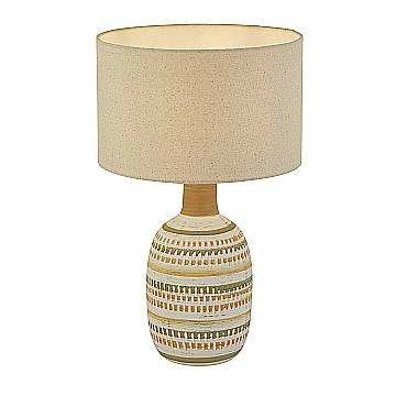 Lampada Da Scrivania Calipso Ceramica Multicolor Tessuto Bianco 1 Luce E14