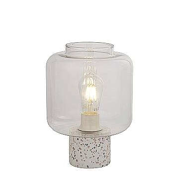 Abatjour Contemporaneo Nave Cemento Bianco Vetro Trasparente 1 Luce E27