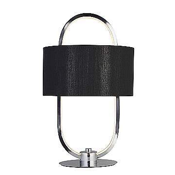 Lampada Scrivania Contemporanea Madrid Acciaio Cromo Tessuto Nero Led 10W 3000K Lampada Scrivania Contemporanea Madrid Acciaio Cromo Tessuto Nero Led 10W 3000K