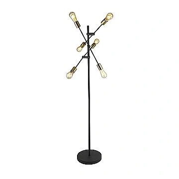 Piantana Industrial-Nordico Armstrong Acciaio Nero Ottone 6 Luci E27 Piantana Industrial-Nordico Armstrong Acciaio Nero Ottone 6 Luci E27