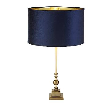 Lampada Da Scrivania Whitby Metallo Cromo Tessuto Blu Scuro 1 Luce E27