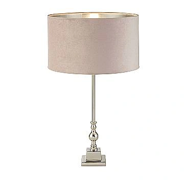 Lampada Da Scrivania Contemporanea Whitby Metallo Nichel Velluto Rosa 1 Luce E27