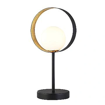Lampada Da Scrivania Contemporanea Orbitale Acciaio Nero Vetro Oro 1 Luce G9
