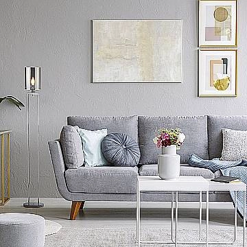 Piantana Contemporaneo Catalina Acciaio Cromo Vetro Fumè 1 Luce E27 EU9053CC