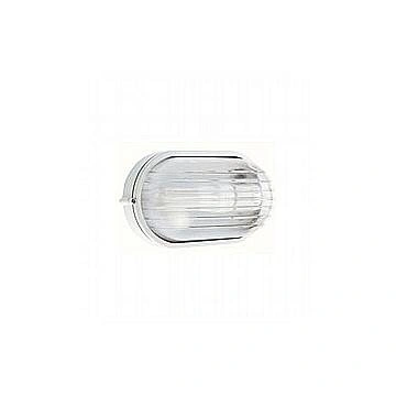 Applique Esterno Piccola Industriale Ovale Alluminio E Vetro Bianco 1 Luce E27