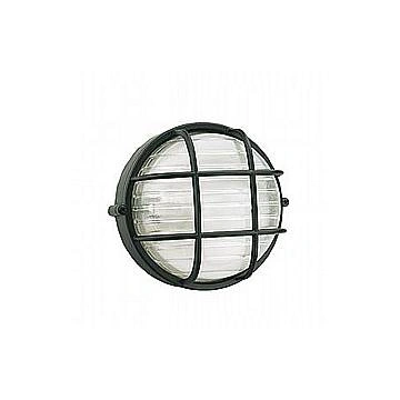 Applique Grande Gabbia Industriale Tonda Alluminio E Vetro Nero 1 Luce E27